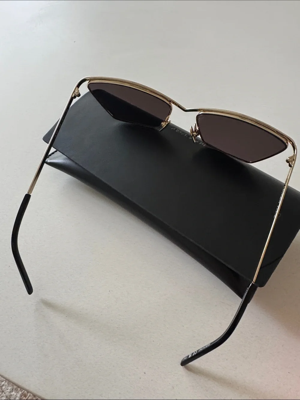 Yves Saint Laurent Gold Frame Black Lens Cat-Eye Sunglasses